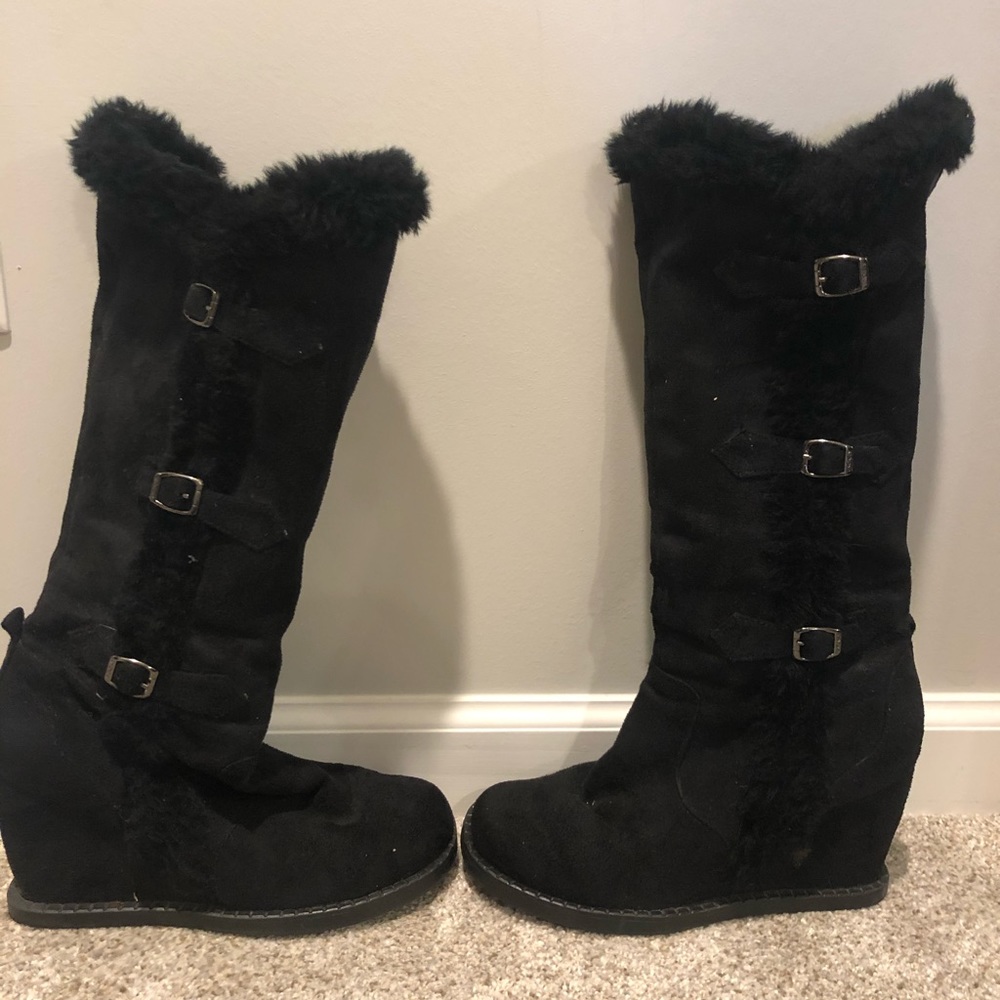 UNIONBAY black knee high wedge boots Size 9
